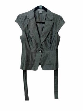Ann Taylor Linen gray tie waist vest gray women’s size 4 Petite